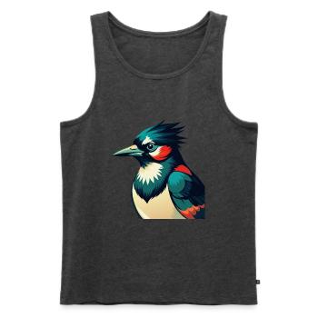 Blauhäher Zeichentrickfigur Buntes Haustier Tier - Männer Premium Bio Tank Top - Anthrazit meliert - Vorne - Michal (187cm)