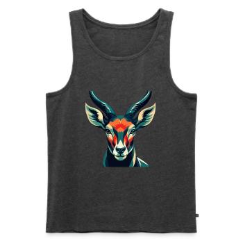 Antilope Zeichentrickfigur Buntes Haustier Tier - Männer Premium Bio Tank Top - Anthrazit meliert - Vorne - Michal (187cm)