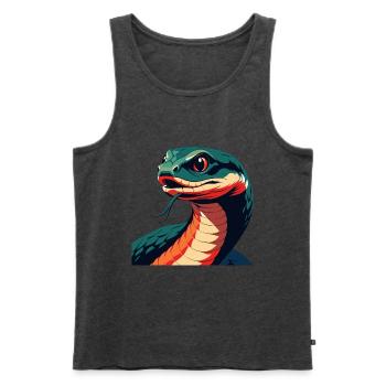 Serpent Dessin Animé Personnage Animal De Compagnie Coloré - Débardeur bio Premium Homme - anthracite chiné - Devant - Michal (187cm)