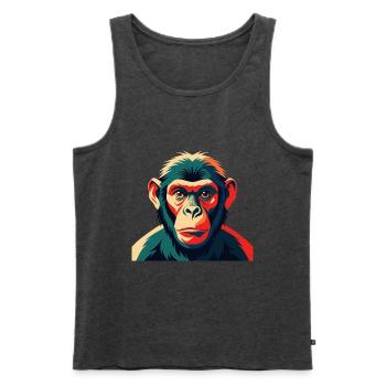 Singe Dessin Animé Personnage Animal De Compagnie Coloré - Débardeur bio Premium Homme - anthracite chiné - Devant - Michal (187cm)