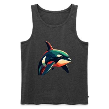 Orca Cartoon-Figur Buntes Haustier - Männer Premium Bio Tank Top - Anthrazit meliert - Vorne - Michal (187cm)
