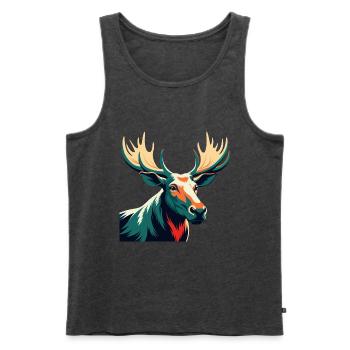Elch Cartoon Figur Buntes Haustier Tier - Männer Premium Bio Tank Top - Anthrazit meliert - Vorne - Michal (187cm)
