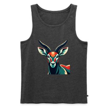 Antilope Zeichentrickfigur Buntes Haustier Tier - Männer Premium Bio Tank Top - Anthrazit meliert - Vorne - Michal (187cm)