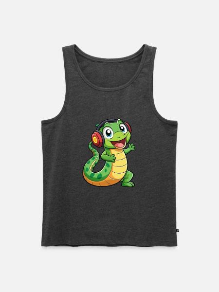 Snake Funny Cartoon Character Headphone Music - Men's Premium Organic Tank Top - heather anthracite
