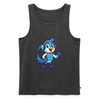 Blue Jay Lustige Cartoon Figur Kopfhörer Musik - Männer Premium Bio Tank Top - Anthrazit meliert - Vorne - Michal (187cm)
