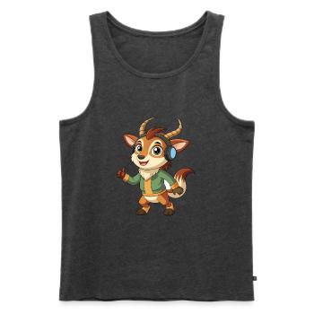 Antilope Lustige Cartoon Figur Kopfhörer Musik - Männer Premium Bio Tank Top - Anthrazit meliert - Vorne - Michal (187cm)