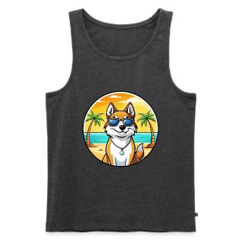 Westsibirische Laika-Hunderasse Cartoon-Sonnenbrille - Männer Premium Bio Tank Top - Anthrazit meliert - Vorne - Michal (187cm)