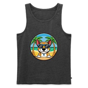 Serbischer dreifarbiger Laufhund Rasse Cartoon Strand - Männer Premium Bio Tank Top - Anthrazit meliert - Vorne - Michal (187cm)