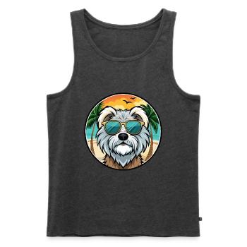 Tibet Terrier Hund Rasse Cartoon Sonnenbrille Strand - Männer Premium Bio Tank Top - Anthrazit meliert - Vorne - Michal (187cm)