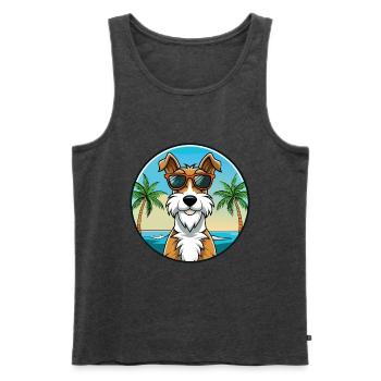 Draht Foxterrier Hunderasse Cartoon Sonnenbrille Strand - Männer Premium Bio Tank Top - Anthrazit meliert - Vorne - Michal (187cm)