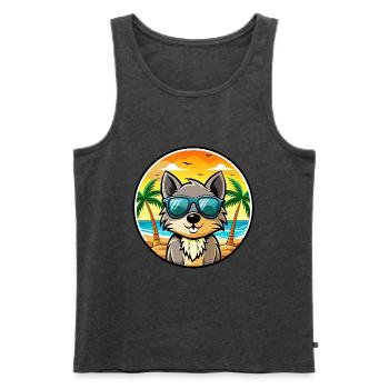 Schipperke Hunderasse Cartoon Sonnenbrille Strand - Männer Premium Bio Tank Top - Anthrazit meliert - Vorne - Michal (187cm)