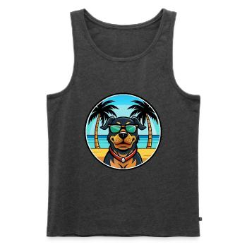 Rottweiler Chien Race Dessin Animé Lunettes De Soleil Plage - Débardeur bio Premium Homme - anthracite chiné - Devant - Michal (187cm)