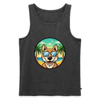 Russischer Jagdhund Rasse Cartoon Sonnenbrille Strand - Männer Premium Bio Tank Top - Anthrazit meliert - Vorne - Michal (187cm)