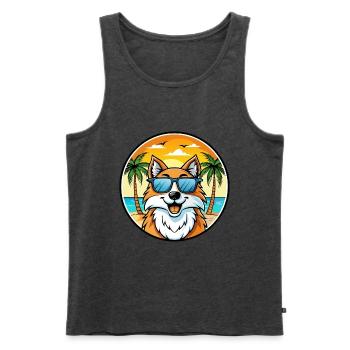 Scotch Collie Hunderasse Cartoon Sonnenbrille Strand - Männer Premium Bio Tank Top - Anthrazit meliert - Vorne - Michal (187cm)