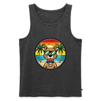 Portuguese Watchdog Breed Cartoon Sunglasses Beach - Men's Premium Organic Tank Top - heather anthracite - Front - Michal (187cm)