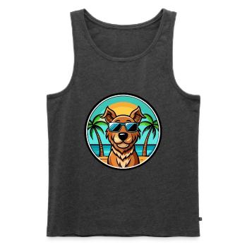 Pudelpointer Chien Race Dessin Animé Lunettes De Soleil Plage - Débardeur bio Premium Homme - anthracite chiné - Devant - Michal (187cm)