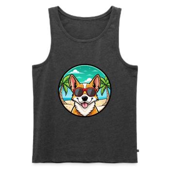 Portugiesische Podengo Hunderasse Cartoon Sonnenbrille - Männer Premium Bio Tank Top - Anthrazit meliert - Vorne - Michal (187cm)