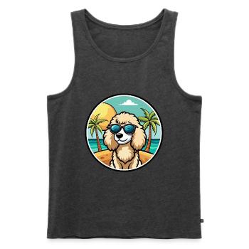 Poodle Dog Breed Cartoon Sunglasses Beach - Men's Premium Organic Tank Top - heather anthracite - Front - Michal (187cm)