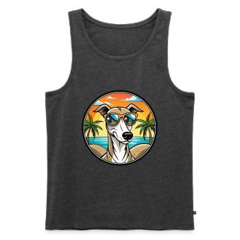 Polnischer Windhund Hund Rasse Cartoon Sonnenbrille Strand - Männer Premium Bio Tank Top - Anthrazit meliert - Vorne - Michal (187cm)