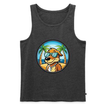 Poitevin Hound Hund Rasse Cartoon Sonnenbrille Strand - Männer Premium Bio Tank Top - Anthrazit meliert - Vorne - Michal (187cm)