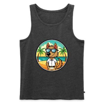 Polnische Jagdhunderasse Cartoon Sonnenbrille Strand - Männer Premium Bio Tank Top - Anthrazit meliert - Vorne - Michal (187cm)