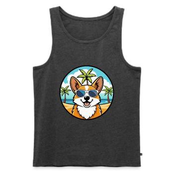 Pembroke Welsh Corgi Hunderasse Cartoon Sonnenbrille - Männer Premium Bio Tank Top - Anthrazit meliert - Vorne - Michal (187cm)
