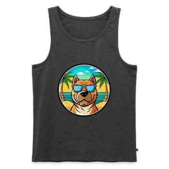 Perro De Presa Canario Hunderasse Cartoon Strand - Männer Premium Bio Tank Top - Anthrazit meliert - Vorne - Michal (187cm)