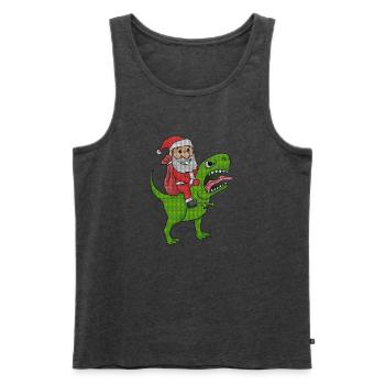 Weihnachten Dinosaurier Ugly Christmas Effekt - Männer Premium Bio Tank Top - Anthrazit meliert - Vorne - Michal (187cm)