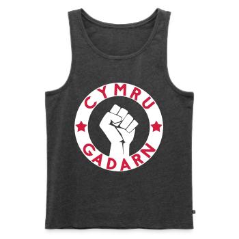 Cymru Gadarn - Männer Premium Bio Tank Top - Anthrazit meliert - Vorne - Michal (187cm)