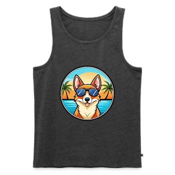 Norwegische Lundehund Hunderasse Cartoon Sonnenbrille - Männer Premium Bio Tank Top - Anthrazit meliert - Vorne - Michal (187cm)
