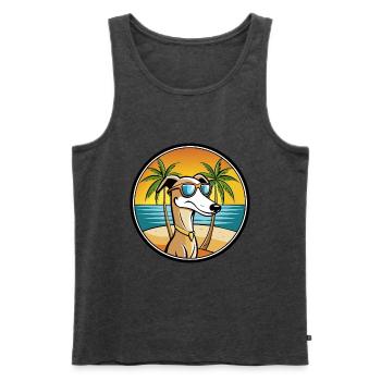 Old Croatian Sighthound Dog Breed Cartoon Beach - Men's Premium Organic Tank Top - heather anthracite - Front - Michal (187cm)
