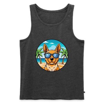 Lancashire Heeler Hunderasse Cartoon Sonnenbrille Strand - Männer Premium Bio Tank Top - Anthrazit meliert - Vorne - Michal (187cm)