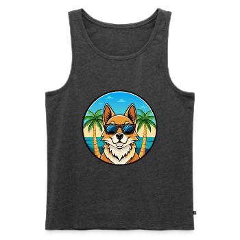 Nordic Spitz Hunderasse Cartoon Sonnenbrille Strand - Männer Premium Bio Tank Top - Anthrazit meliert - Vorne - Michal (187cm)
