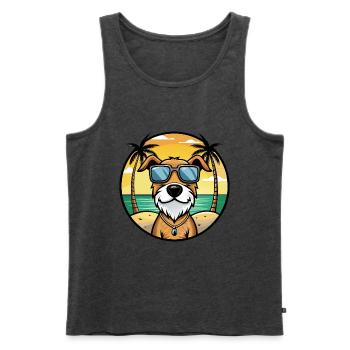 Istrischer Drahthaarhund Hunderasse Cartoon Beach - Männer Premium Bio Tank Top - Anthrazit meliert - Vorne - Michal (187cm)