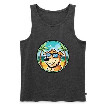 Koolie Hunderasse Cartoon Sonnenbrille Strand - Männer Premium Bio Tank Top - Anthrazit meliert - Vorne - Michal (187cm)