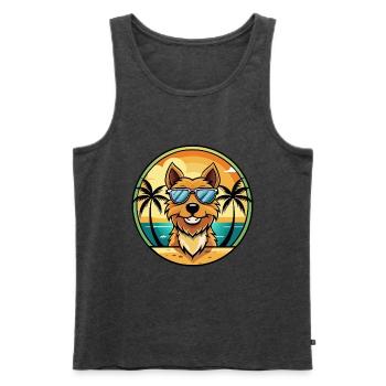 Jagdterrier Hunderasse Cartoon Sonnenbrille Strand - Männer Premium Bio Tank Top - Anthrazit meliert - Vorne - Michal (187cm)