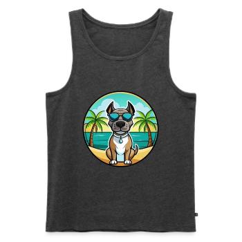 Deutsche Dogge Hunderasse Cartoon Sonnenbrille Strand - Männer Premium Bio Tank Top - Anthrazit meliert - Vorne - Michal (187cm)