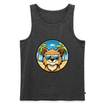 Lowchen Petit Lion Chien Race Dessin Animé Lunettes de Soleil - Débardeur bio Premium Homme - anthracite chiné - Devant - Michal (187cm)