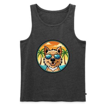 Lucas Terrier Hunderasse Cartoon Sonnenbrille Strand - Männer Premium Bio Tank Top - Anthrazit meliert - Vorne - Michal (187cm)