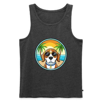 Kerry Beagle Hunderasse Cartoon Sonnenbrille Strand - Männer Premium Bio Tank Top - Anthrazit meliert - Vorne - Michal (187cm)