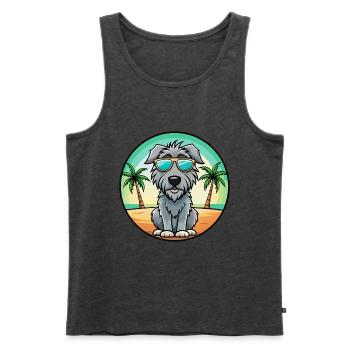 Irischer Wolfshund Hunderasse Cartoon Sonnenbrille Strand - Männer Premium Bio Tank Top - Anthrazit meliert - Vorne - Michal (187cm)