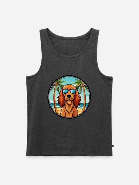 Irsk Setter Hund Race Tegneserie Solbriller Beach - Herre Premium økologisk tanktop - antracit meleret