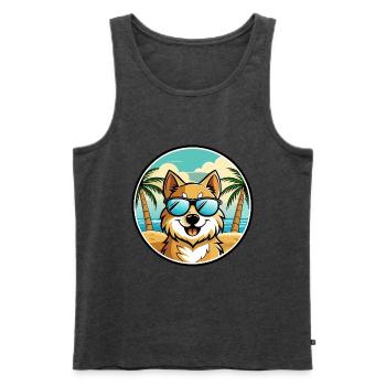 Deutscher Spitz Hund Rasse Cartoon Sonnenbrille Strand - Männer Premium Bio Tank Top - Anthrazit meliert - Vorne - Michal (187cm)