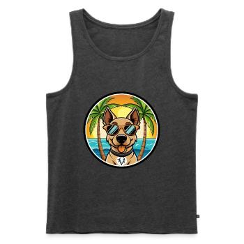 Deutscher Jagdterrier Hunderasse Cartoon Beach - Männer Premium Bio Tank Top - Anthrazit meliert - Vorne - Michal (187cm)