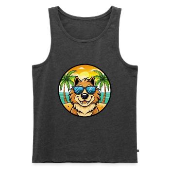 Estrela Sennenhund Rasse Cartoon Sonnenbrille Strand - Männer Premium Bio Tank Top - Anthrazit meliert - Vorne - Michal (187cm)