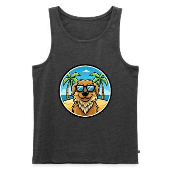 Friesische Wasserhundrasse Cartoon Sonnenbrille Strand - Männer Premium Bio Tank Top - Anthrazit meliert - Vorne - Michal (187cm)