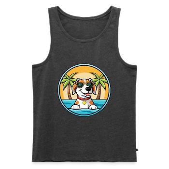 Estnischer Windhund Rasse Cartoon Sonnenbrille Strand - Männer Premium Bio Tank Top - Anthrazit meliert - Vorne - Michal (187cm)