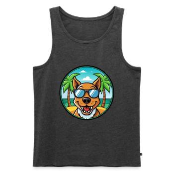 Drever Hunderasse Cartoon Sonnenbrille Strand - Männer Premium Bio Tank Top - Anthrazit meliert - Vorne - Michal (187cm)