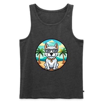 Dogue Argentino Chien Race Dessin Animé Lunettes De Soleil Plage - Débardeur bio Premium Homme - anthracite chiné - Devant - Michal (187cm)