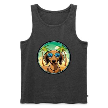 Dackel Hunderasse Cartoon Sonnenbrille Strand - Männer Premium Bio Tank Top - Anthrazit meliert - Vorne - Michal (187cm)